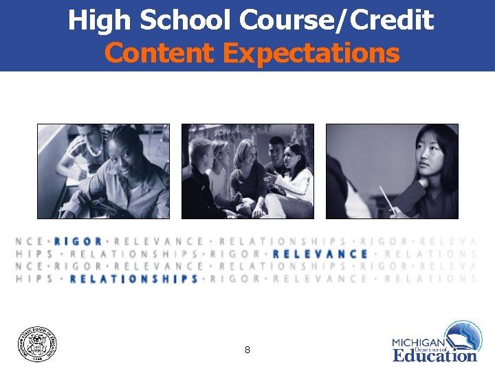High School Course/Credit Content Expectations 8 
