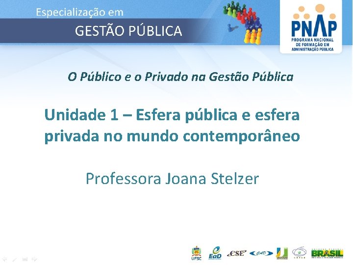 O Público e o Privado na Gestão Pública Unidade 1 – Esfera pública e