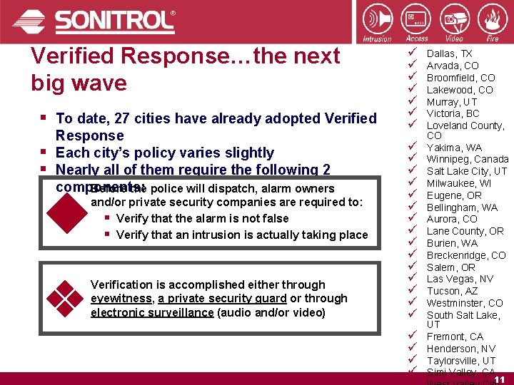 Verified Response…the next big wave § To date, 27 cities have already adopted Verified