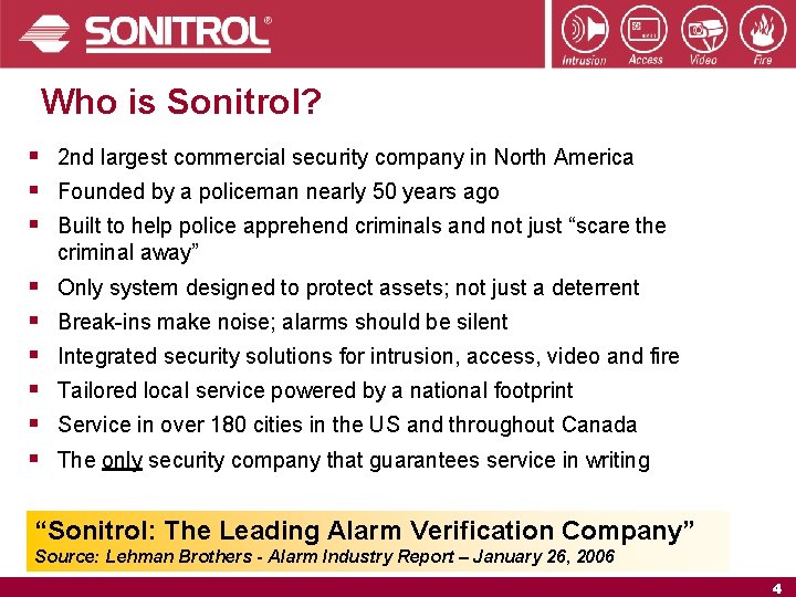 Who is Sonitrol? § § § 2 nd largest commercial security company in North