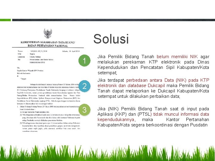 Solusi 1 2 3 Jika Pemilik Bidang Tanah belum memiliki NIK agar melakukan perekaman