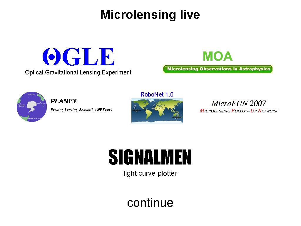 Microlensing live Optical Gravitational Lensing Experiment Robo. Net 1. 0 SIGNALMEN light curve plotter