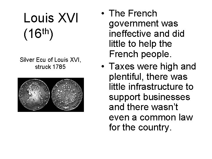 Louis XVI th (16 ) Silver Ecu of Louis XVI, struck 1785 • The