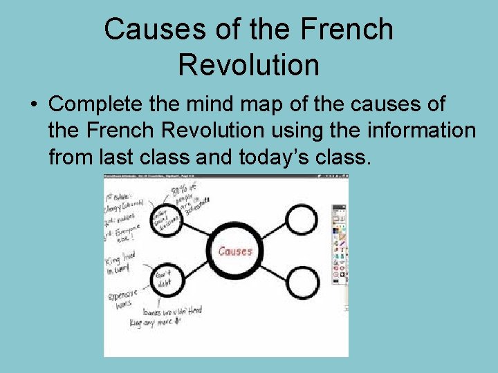 Causes of the French Revolution • Complete the mind map of the causes of