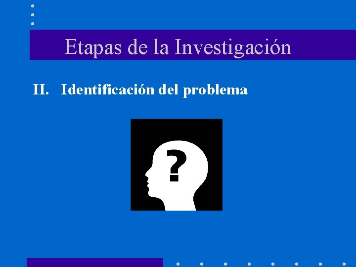 Etapas de la Investigación II. Identificación del problema 