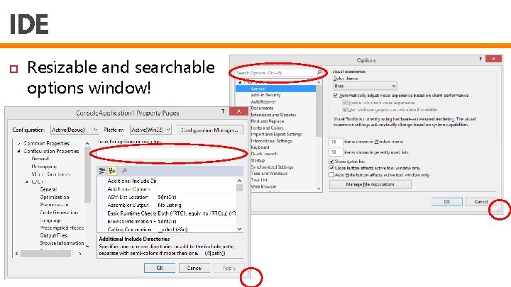 IDE Resizable and searchable options window! 