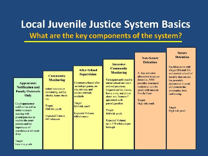 Local Juvenile Justice System Basics What are the key components of the system? 