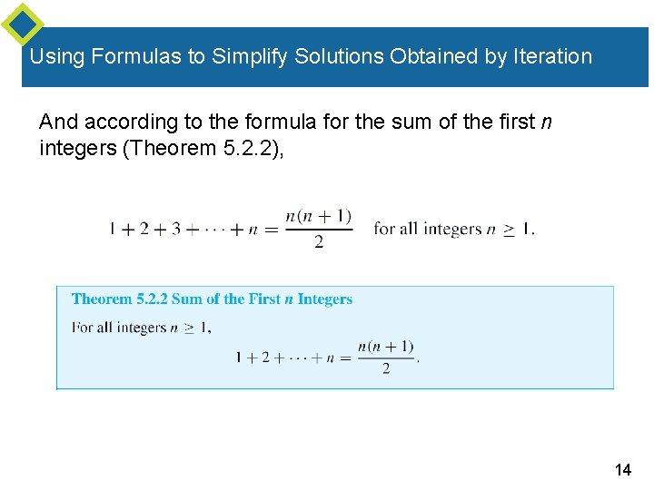 Using Formulas to Simplify Solutions Obtained by Iteration And according to the formula for Using Formulas to Simplify Solutions Obtained by Iteration And according to the formula for