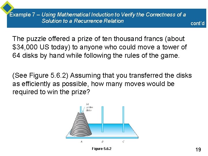 Example 7 – Using Mathematical Induction to Verify the Correctness of a Solution to Example 7 – Using Mathematical Induction to Verify the Correctness of a Solution to