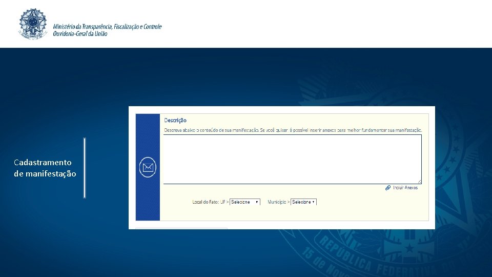 Cadastramento de manifestação 