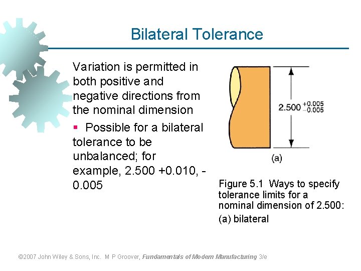 Bilateral Tolerance Variation is permitted in both positive and negative directions from the nominal