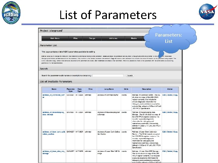 List of Parameters: List 