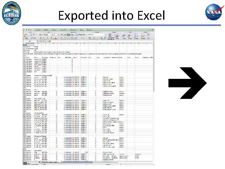 Exported into Excel 