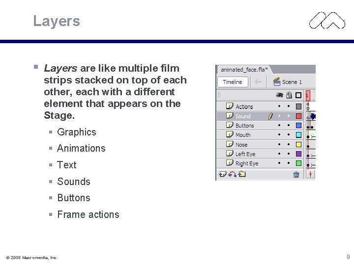 Layers § Layers are like multiple film strips stacked on top of each other,