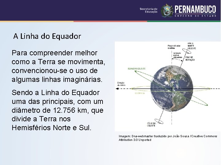 A Linha do Equador Para compreender melhor como a Terra se movimenta, convencionou-se o