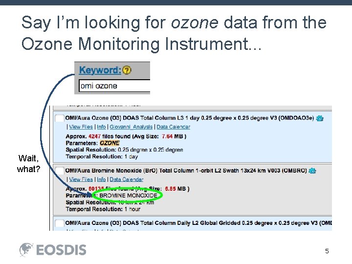 Say I’m looking for ozone data from the Ozone Monitoring Instrument. . . Wait,