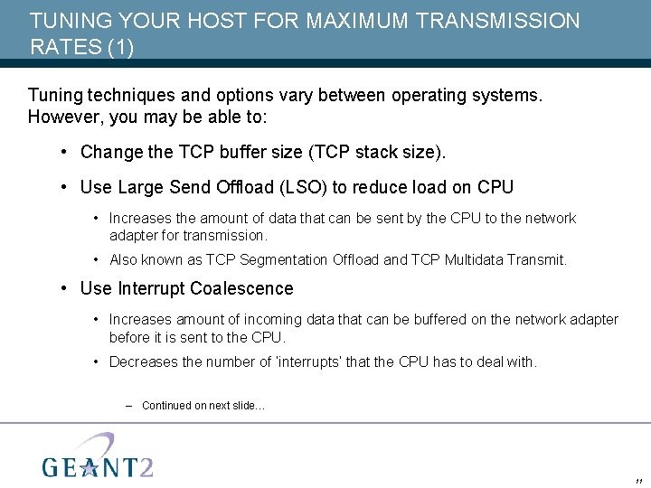 TUNING YOUR HOST FOR MAXIMUM TRANSMISSION RATES (1) Tuning techniques and options vary between