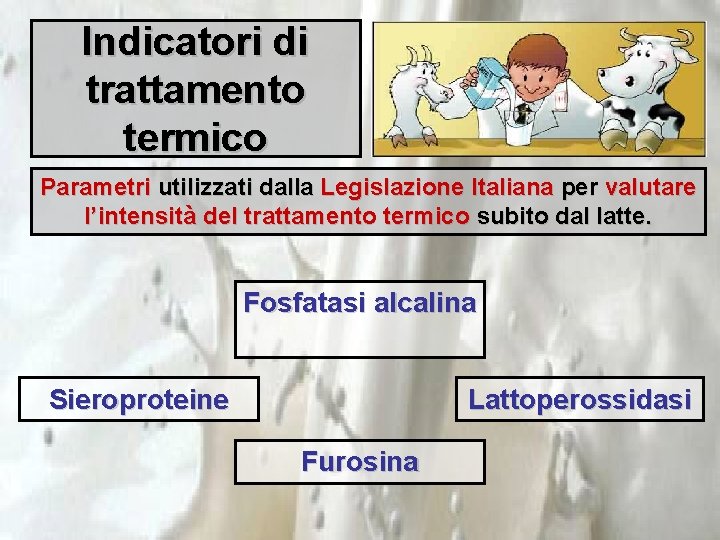 Indicatori di trattamento termico Parametri utilizzati dalla Legislazione Italiana per valutare l’intensità del trattamento