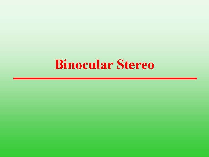 Binocular Stereo 