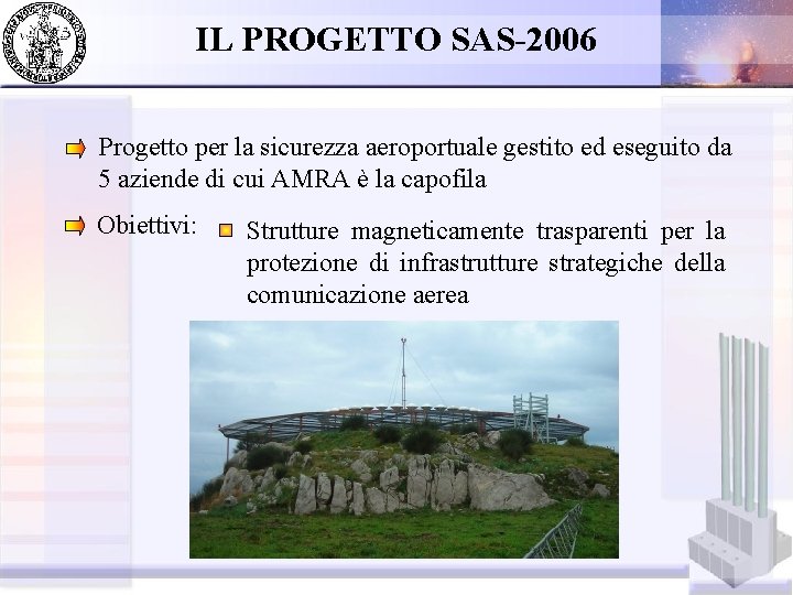 IL PROGETTO SAS-2006 Progetto per la sicurezza aeroportuale gestito ed eseguito da 5 aziende