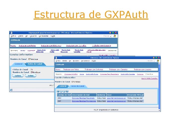Estructura de GXPAuth Canales 