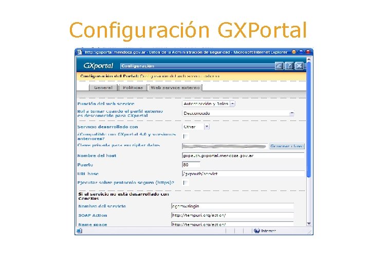 Configuración GXPortal 