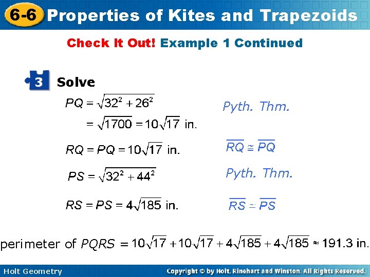 6 -6 Properties of Kites and Trapezoids Check It Out! Example 1 Continued 3