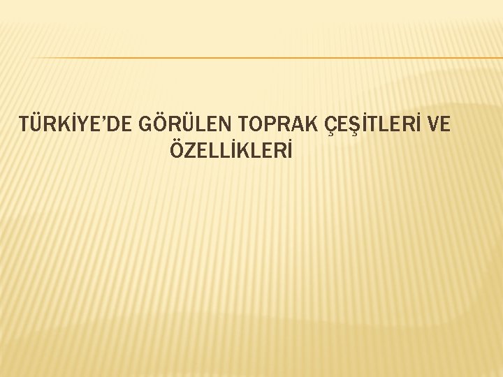 TÜRKİYE’DE GÖRÜLEN TOPRAK ÇEŞİTLERİ VE ÖZELLİKLERİ 