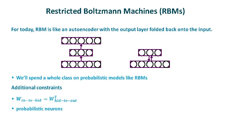 Restricted Boltzmann Machines (RBMs) ü 