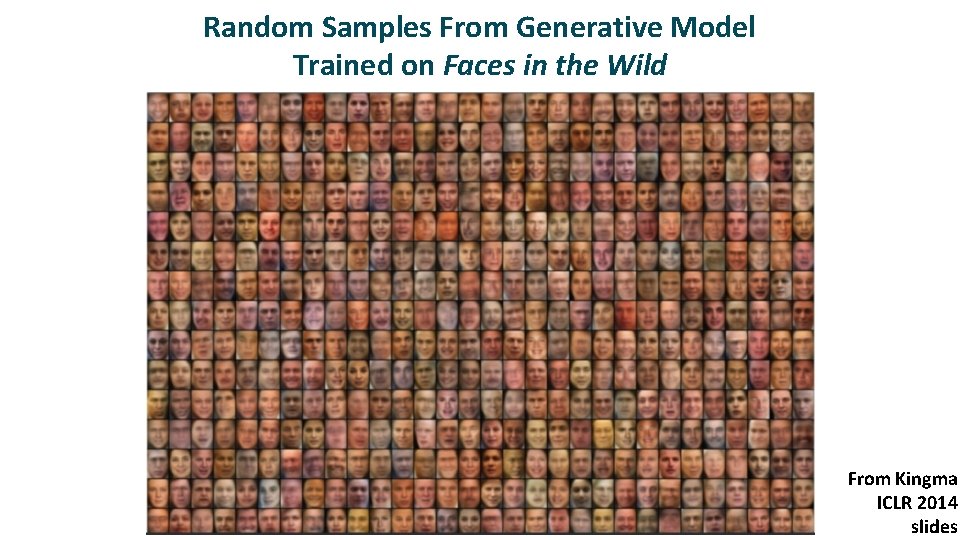 Random Samples From Generative Model Trained on Faces in the Wild From Kingma ICLR