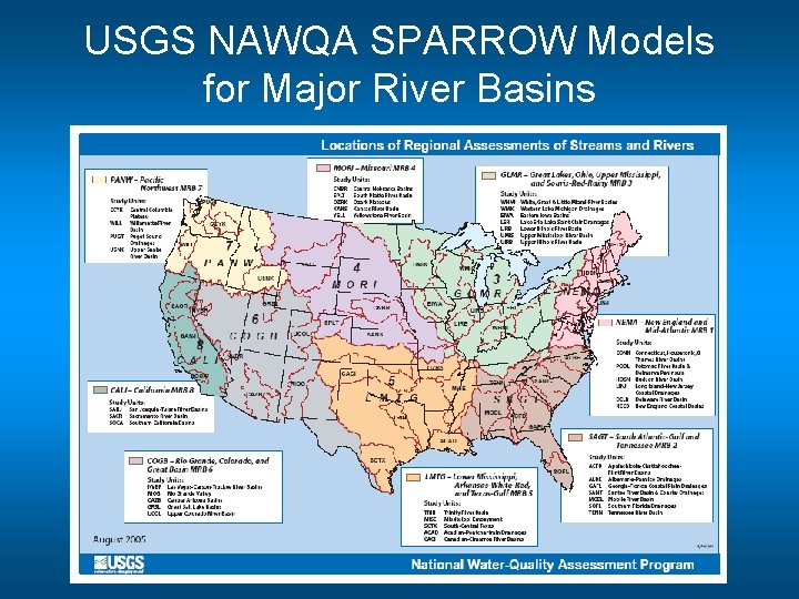 USGS NAWQA SPARROW Models for Major River Basins 