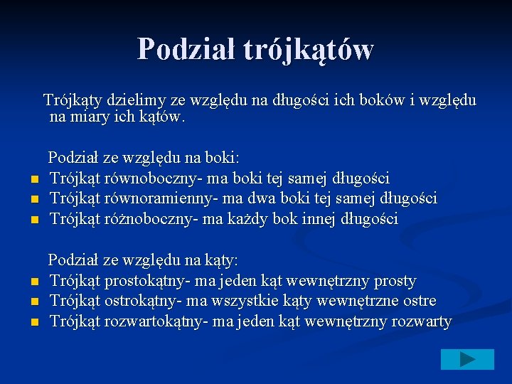 Podział trójkątów Trójkąty dzielimy ze względu na długości ich boków i względu na miary