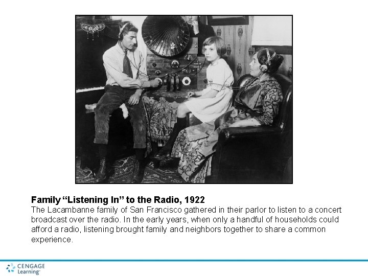 Family “Listening In” to the Radio, 1922 The Lacambanne family of San Francisco gathered