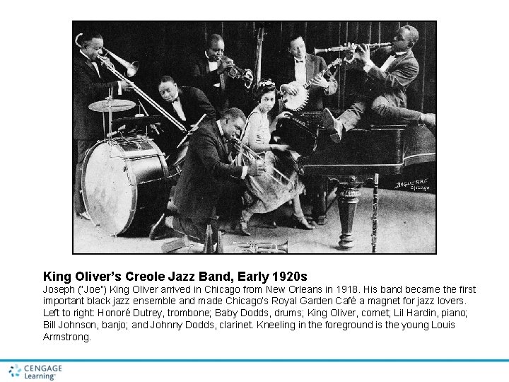 King Oliver’s Creole Jazz Band, Early 1920 s Joseph (“Joe”) King Oliver arrived in
