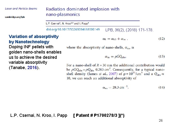 LPB, 36(2), (2018) 171 -178. Variation of absorptivity by Nanotechnology Doping INF pellets with