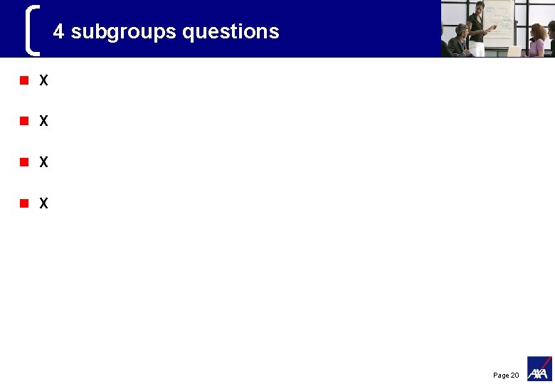 4 subgroups questions n X n X Page 20 