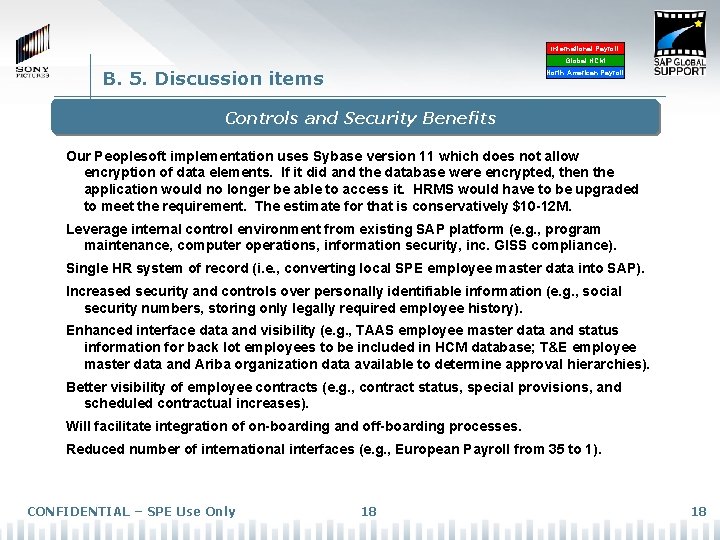 International Payroll Global HCM B. 5. Discussion items North American Payroll Controls and Security