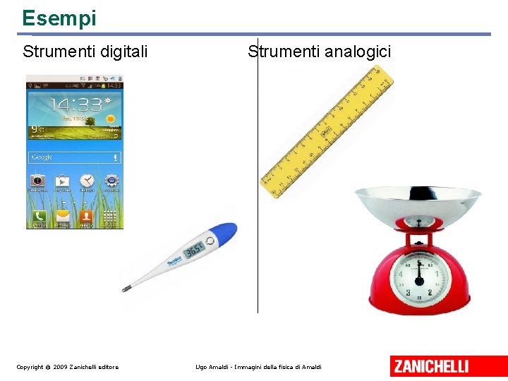 Esempi Strumenti digitali Copyright © 2009 Zanichelli editore Strumenti analogici Ugo Amaldi - Immagini