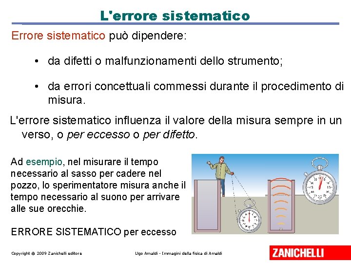 L'errore sistematico Errore sistematico può dipendere: • da difetti o malfunzionamenti dello strumento; •