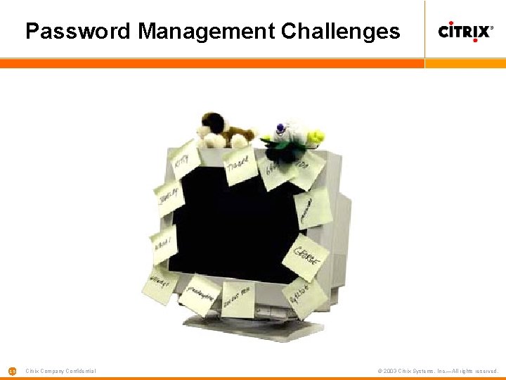 Password Management Challenges 25 Citrix Company Confidential © 2003 Citrix Systems, Inc. —All rights