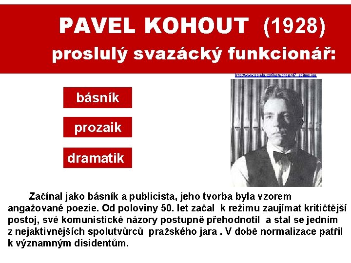 PAVEL KOHOUT (1928) proslulý svazácký funkcionář: http: //www. sorela. cz/files/editors/47_editors. jpg básník prozaik dramatik