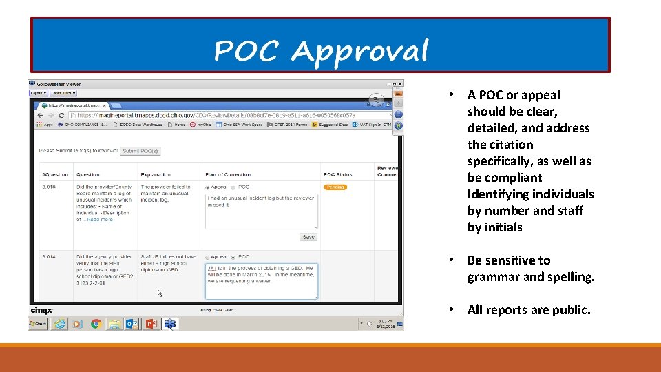  • A POC or appeal should be clear, detailed, and address the citation