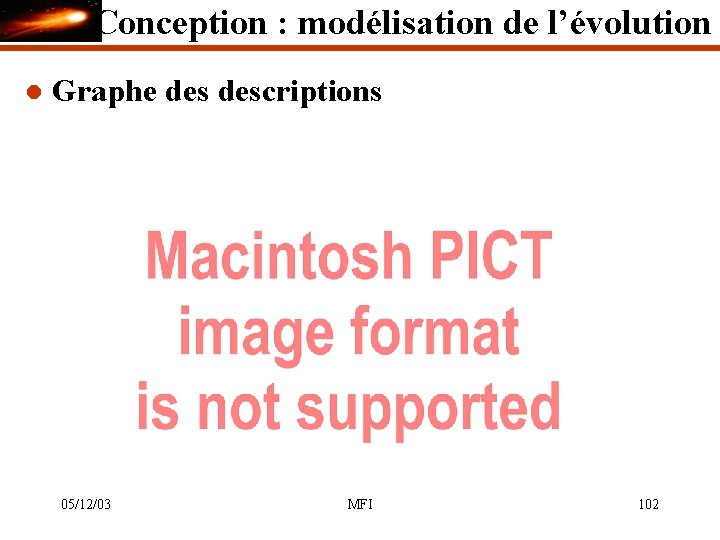 Conception : modélisation de l’évolution l Graphe descriptions 05/12/03 MFI 102 