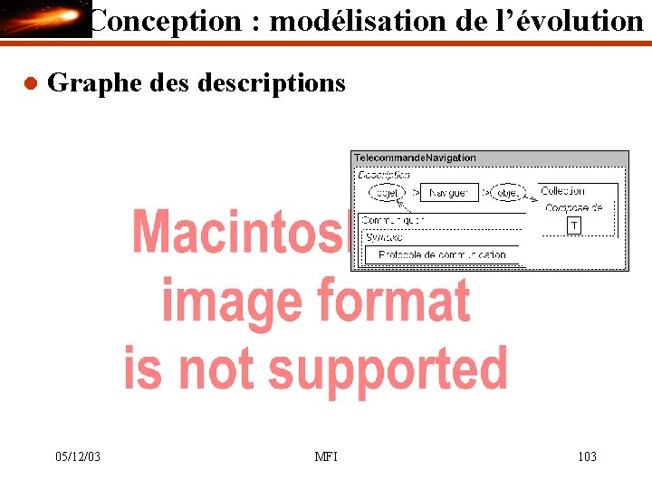 Conception : modélisation de l’évolution l Graphe descriptions 05/12/03 MFI 103 