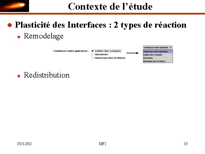 Contexte de l’étude l Plasticité des Interfaces : 2 types de réaction n Remodelage