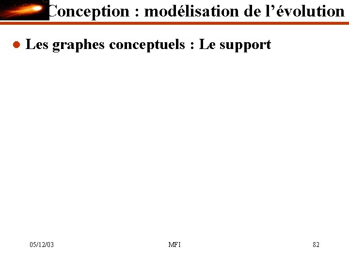 Conception : modélisation de l’évolution l Les graphes conceptuels : Le support 05/12/03 MFI