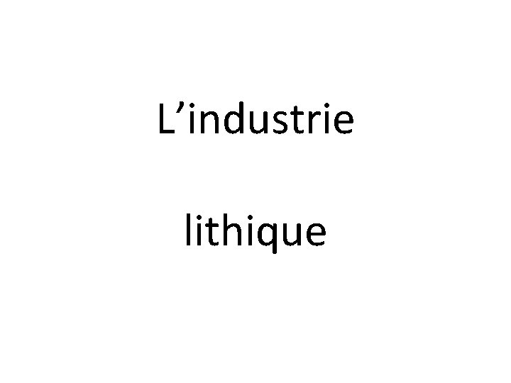 L’industrie lithique 