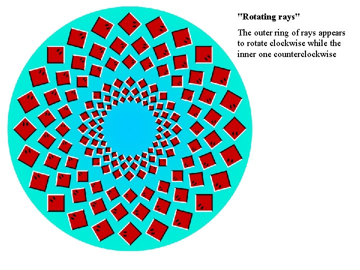 "Rotating rays" The outer ring of rays appears to rotate clockwise while the inner