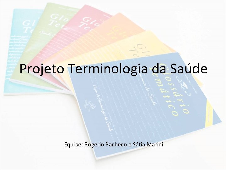 Projeto Terminologia da Saúde Equipe: Rogério Pacheco e Sátia Marini 