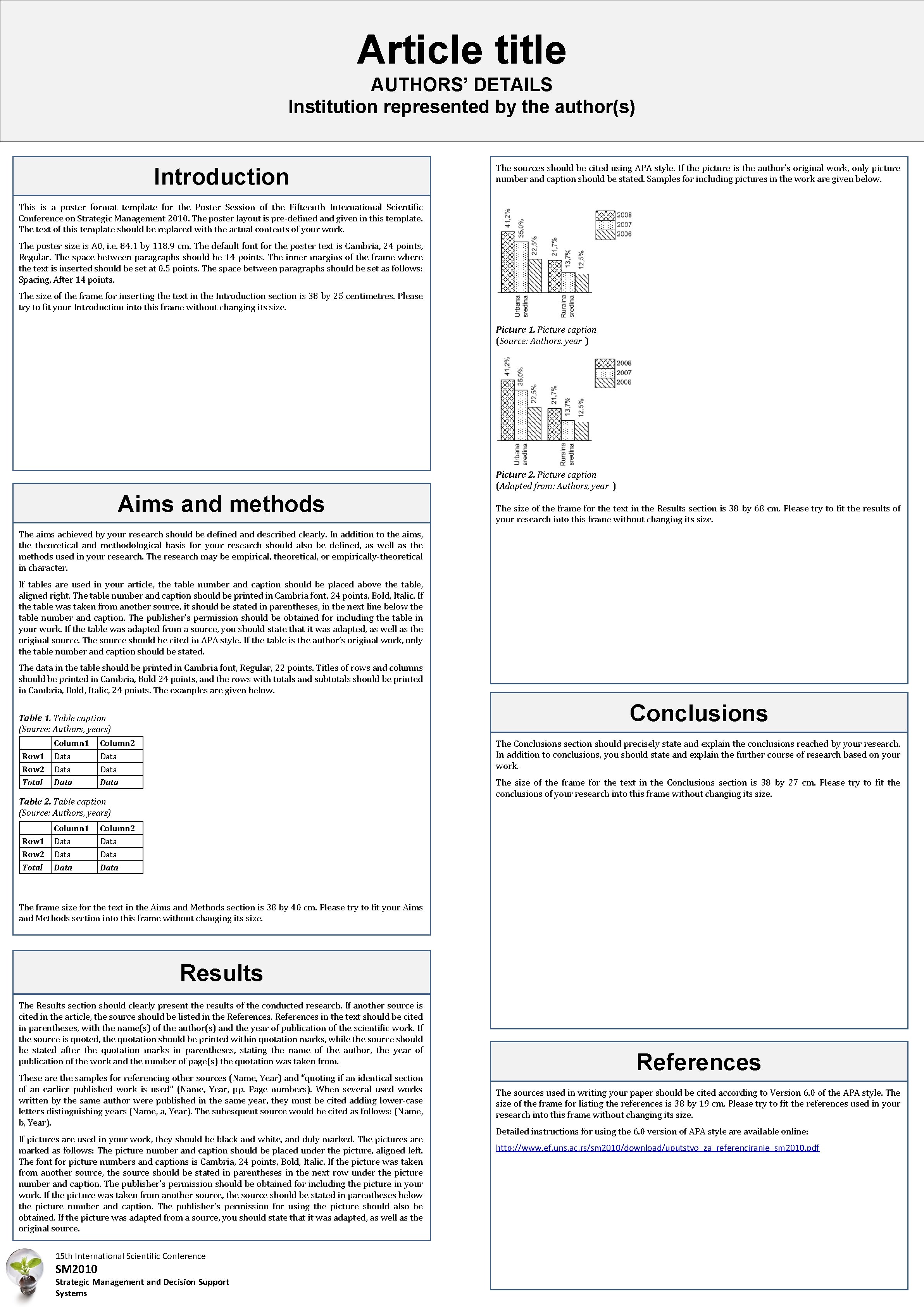 Article title AUTHORS’ DETAILS Institution represented by the author(s) Introduction The sources should be